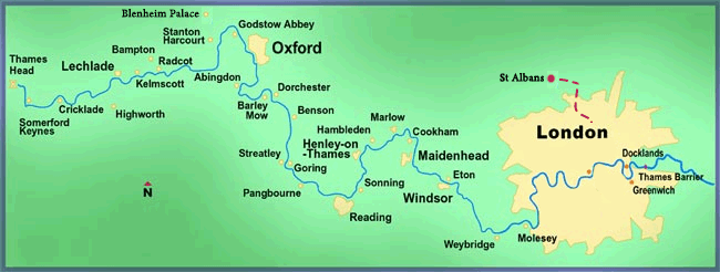 מפה של עמק התמזה - אנגליה